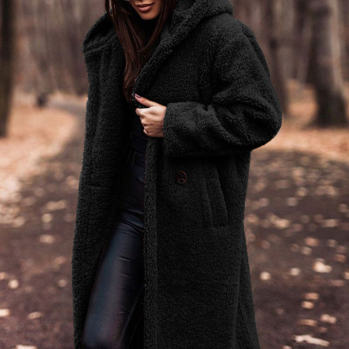 Drune | Damen Stilvolle Lange Kapuzenjacke Warmes Design