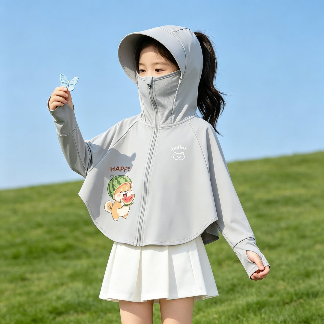 Damen UV-Schutzjacke mit Kapuze und leichtem Baumwollmaterial Drune