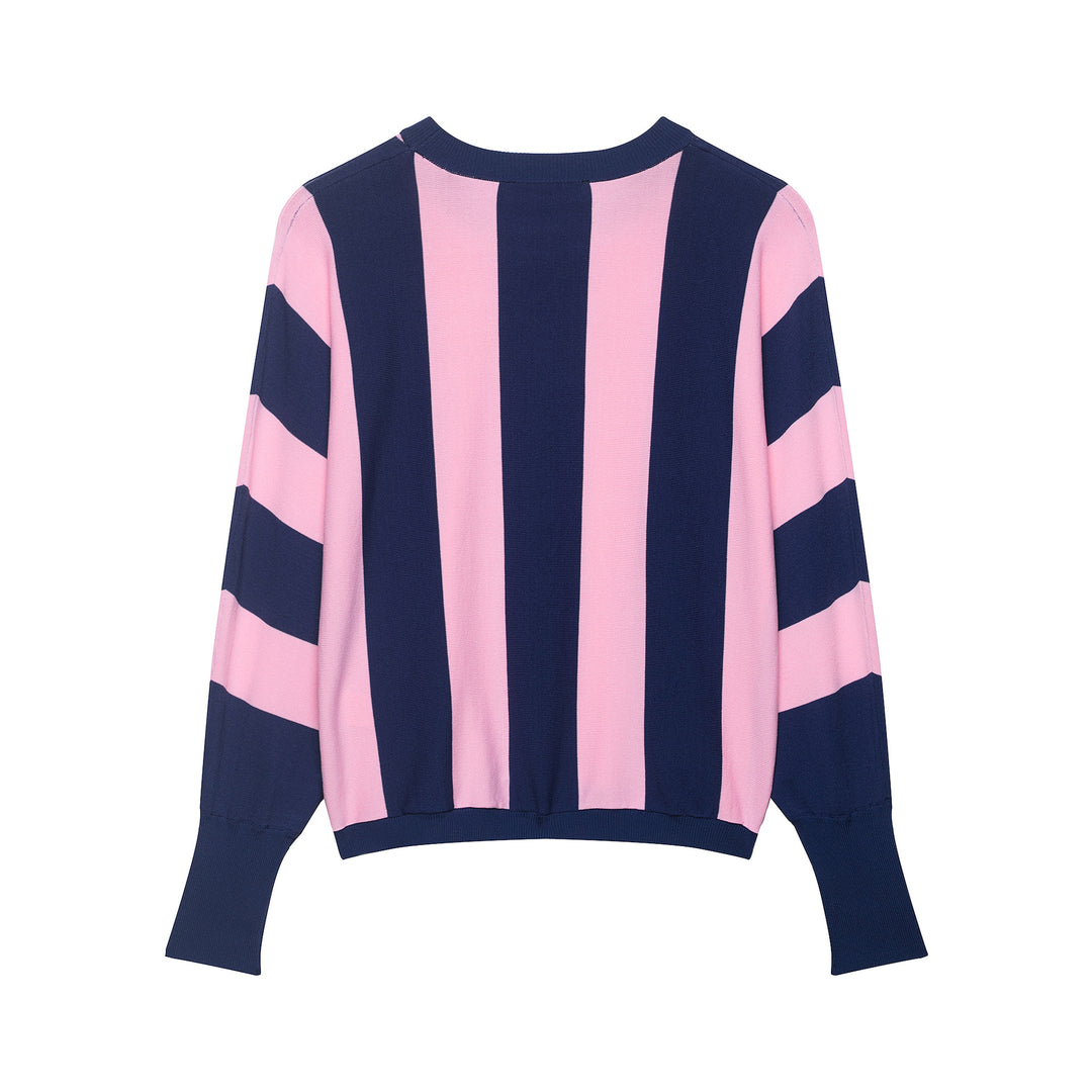 Damen Oversize-Strickpullover mit breiten Blockstreifen und überschnittener Schulter Drune