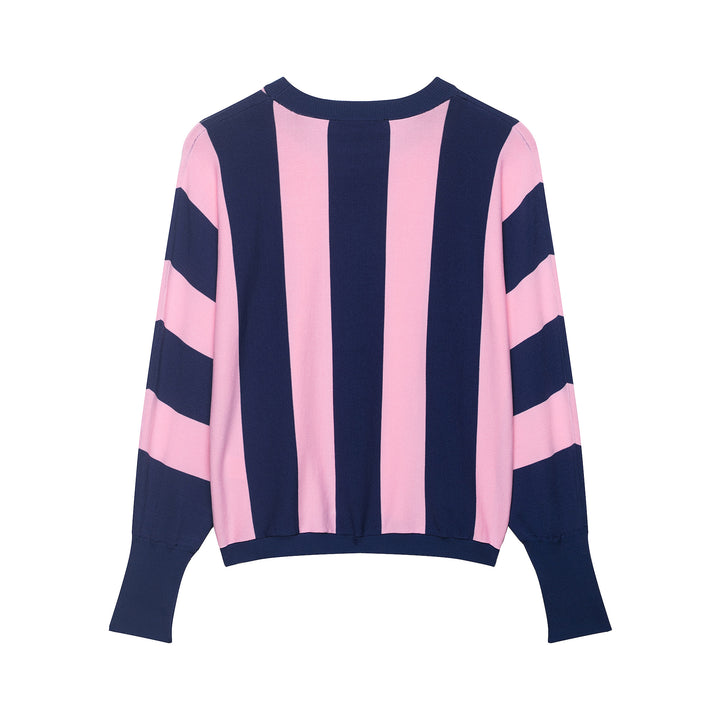 Damen Oversize-Strickpullover mit breiten Blockstreifen und überschnittener Schulter Drune