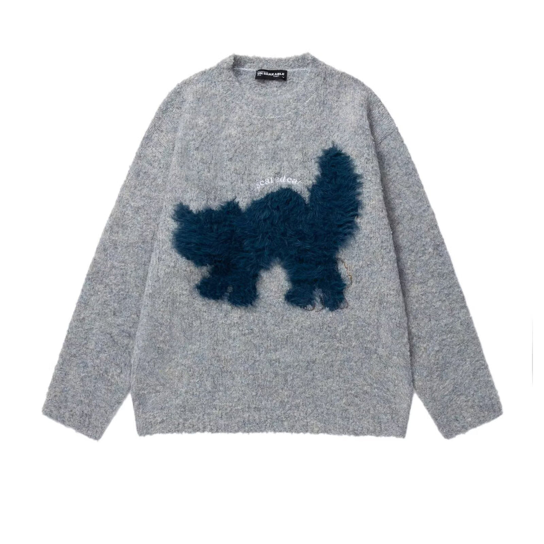 Damen Gemütlicher Pullover mit Effektgarn und Tiermotiv Drune