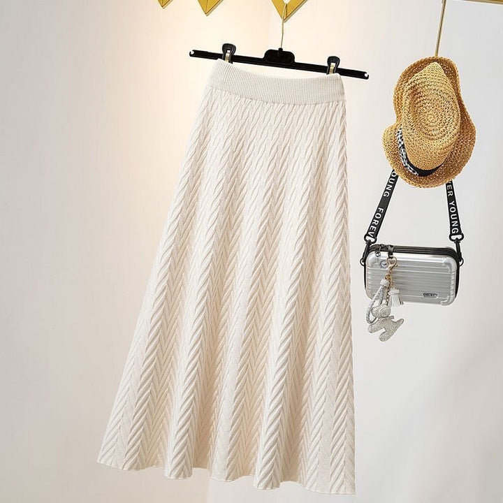 Damen Eleganter Maxirock mit Chevron-Muster Drune