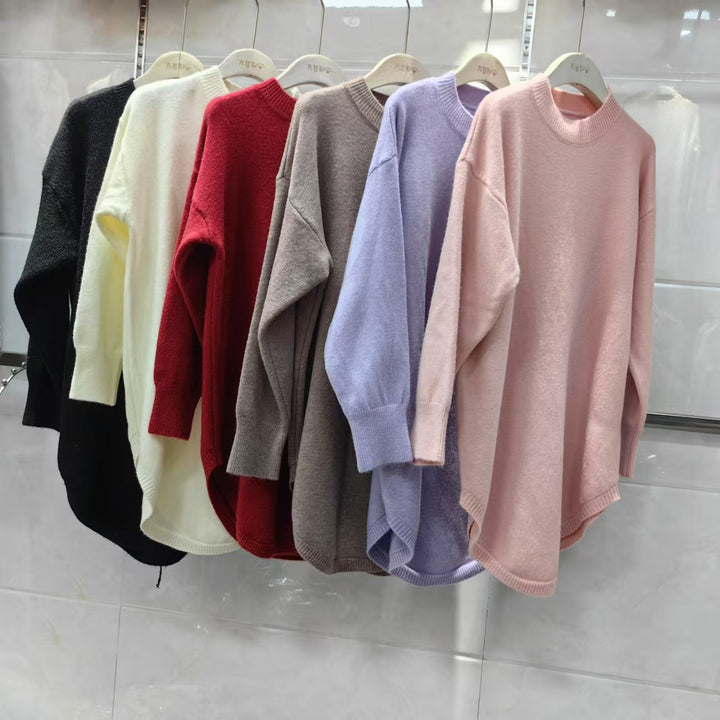 Damen lässiger Pullover mit lockerer Passform aus hochwertiger Wolle Drune