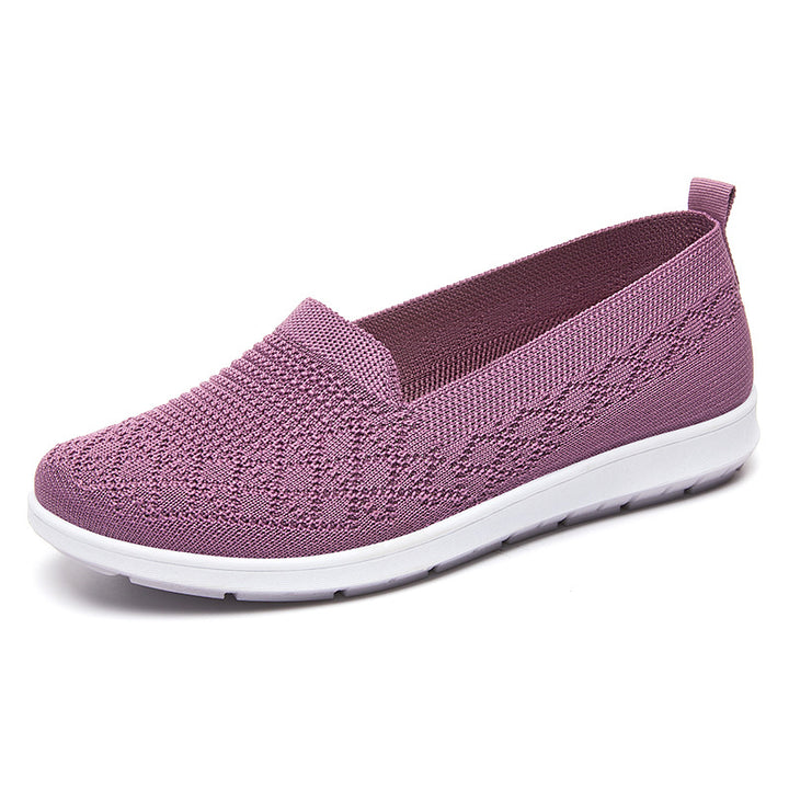 Damen nan leichter gestrickter Slip-On Komfort-Walking-Sneaker mit atmungsaktivem 3D-Strickoberteil und flexibler Leichtlaufsohle Drune