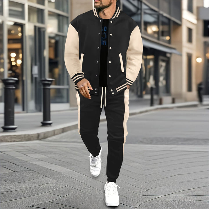 Herren nan College-Trainingsanzug aus Baumwollmischung mit gesteppter Collegejacke und tapered Jogginghose Drune