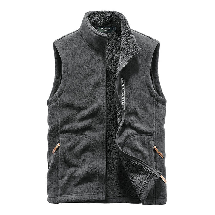 Herren Wattierte Fleece‑Teddyweste mit Sherpa‑Innenfutter, Stehkragen und Reißverschluss Drune