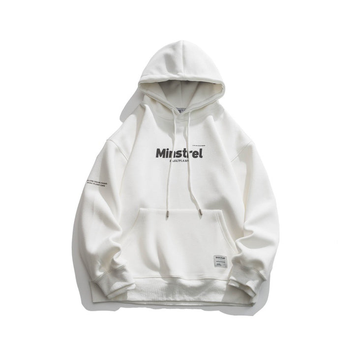 Unisex Oversize-Kapuzenpullover mit minimalem Logoprint, Fleece-Innenfutter und Kängurutasche Drune