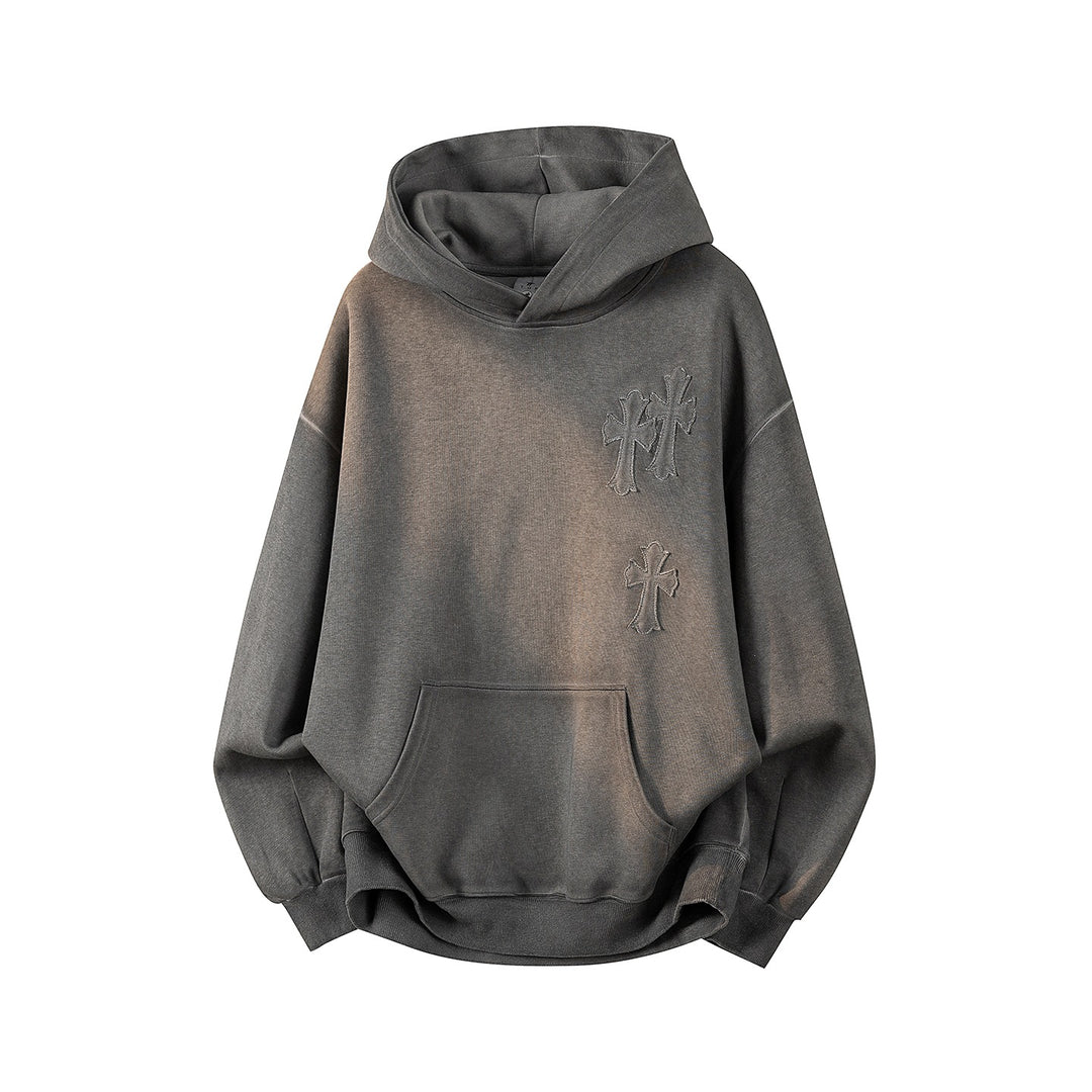Unisex Oversize Kapuzenpullover mit handschriftlichem Grafik-Print, Kängurutasche & geripptem Saum Drune
