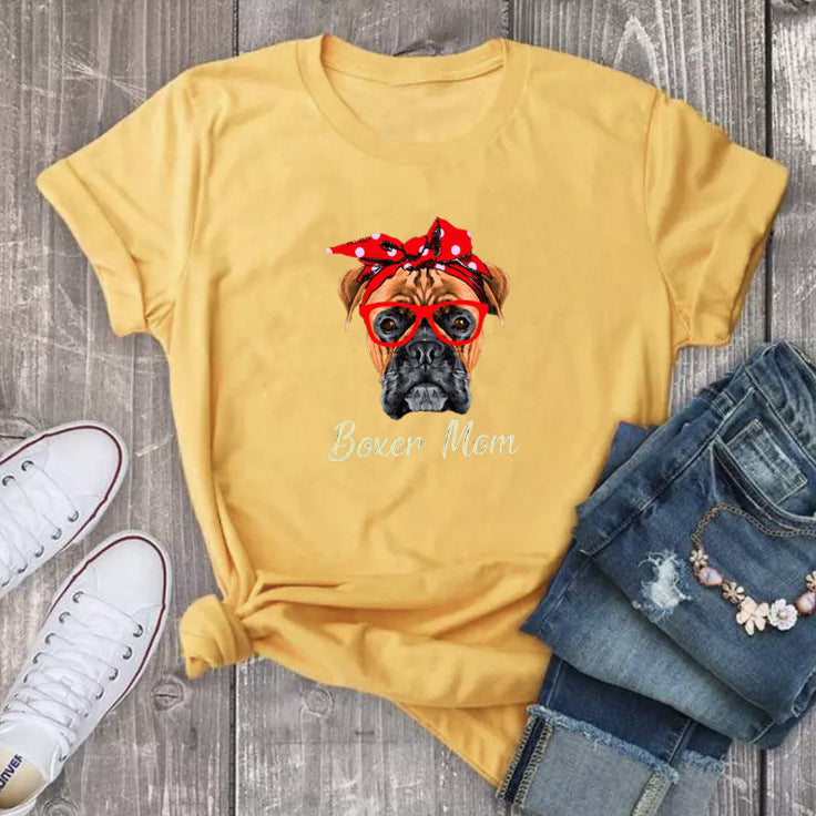 Frauen Verspielt Boxer Hund Grafik T-Shirt Drune