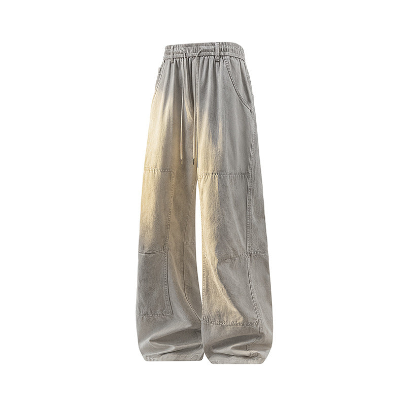 Herren Weite Baggy-Cargohose aus Baumwoll-Twill mit elastischem Bund und Knie-Patch Drune