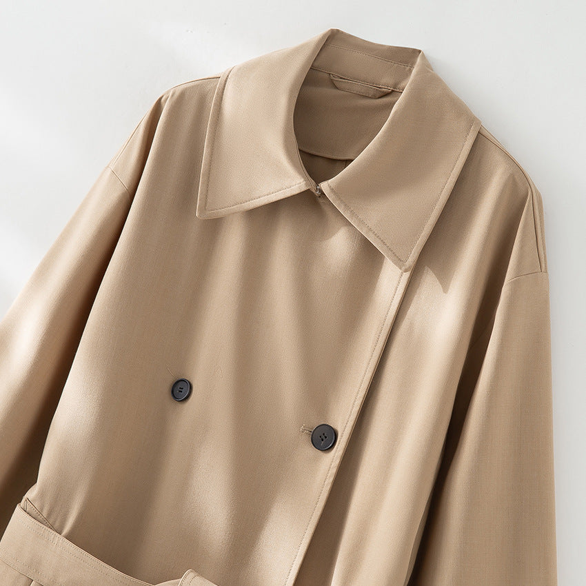 Herren Langer Doppelreihiger Trenchcoat mit Oversize-Schnitt und Reverskragen Drune