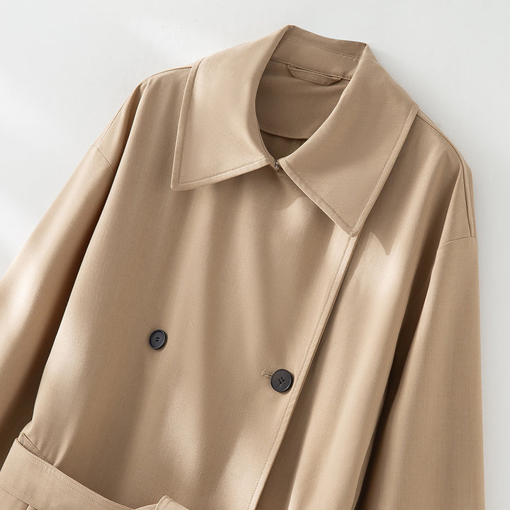 Herren Langer Doppelreihiger Trenchcoat mit Oversize-Schnitt und Reverskragen Drune