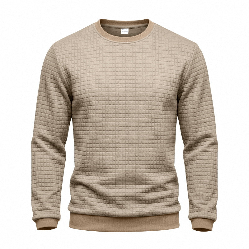 Herren Strukturiertes Rundhals-Sweatshirt mit Waffelstruktur und Rippbündchen Drune