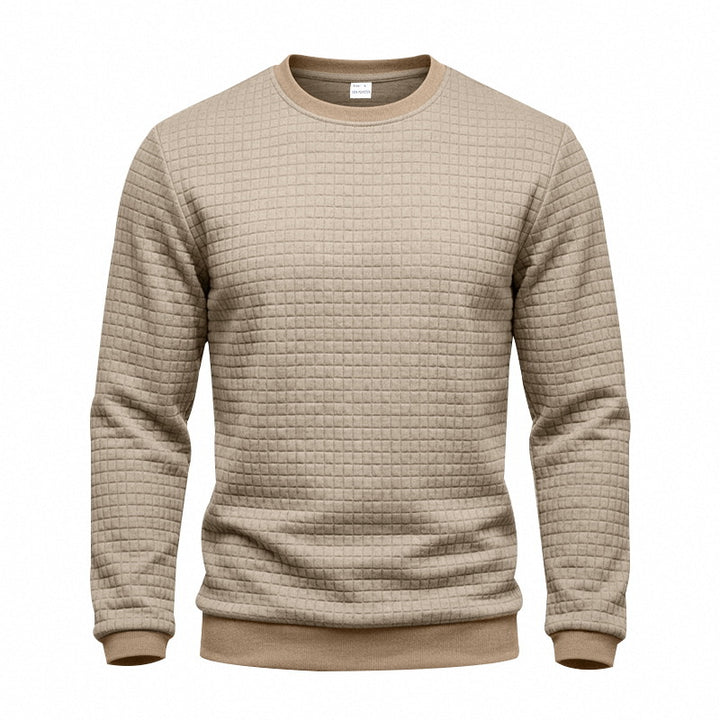 Herren Strukturiertes Rundhals-Sweatshirt mit Waffelstruktur und Rippbündchen Drune