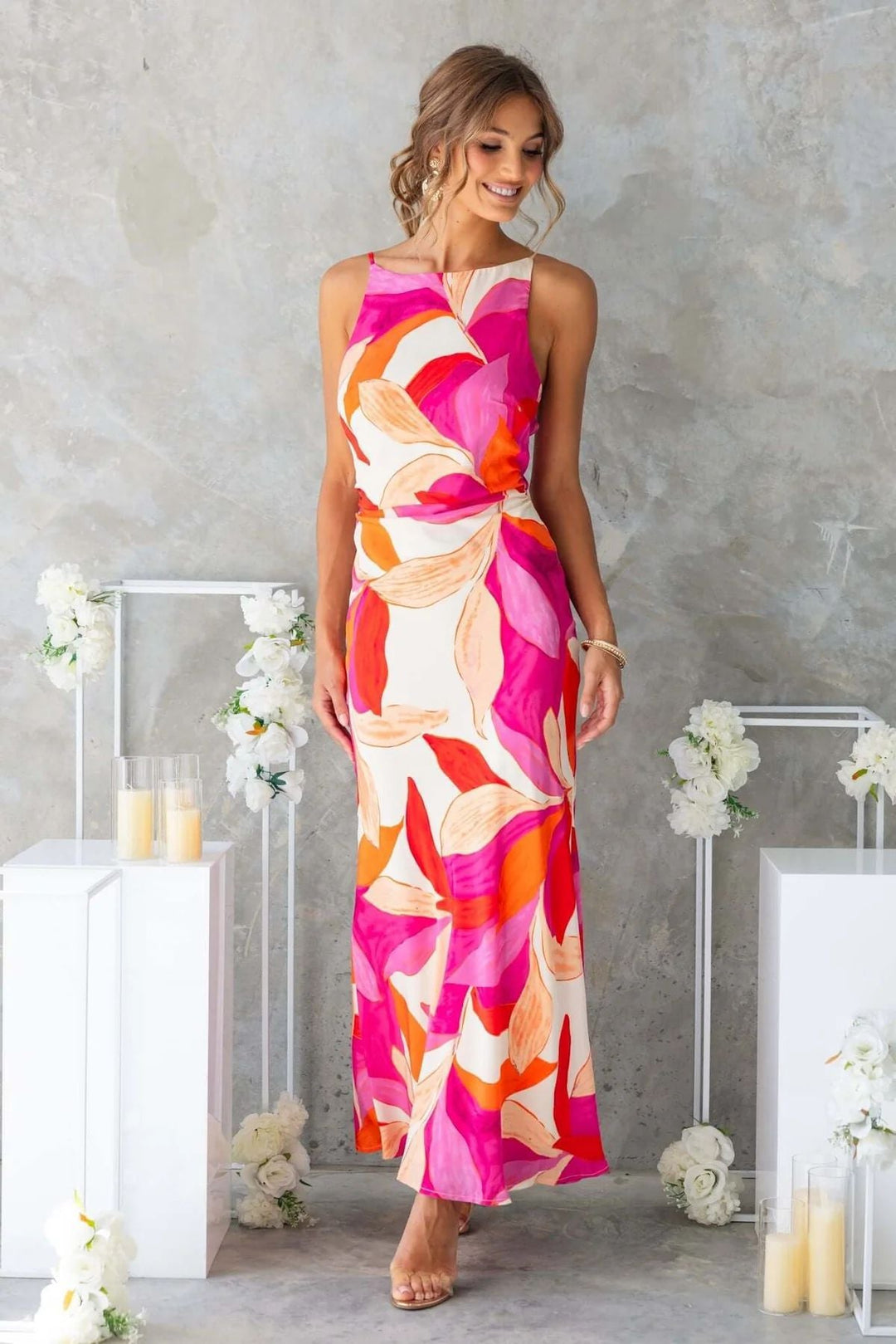 Damen Maxikleid mit modernem floralem Design und elegantem Schnitt Drune