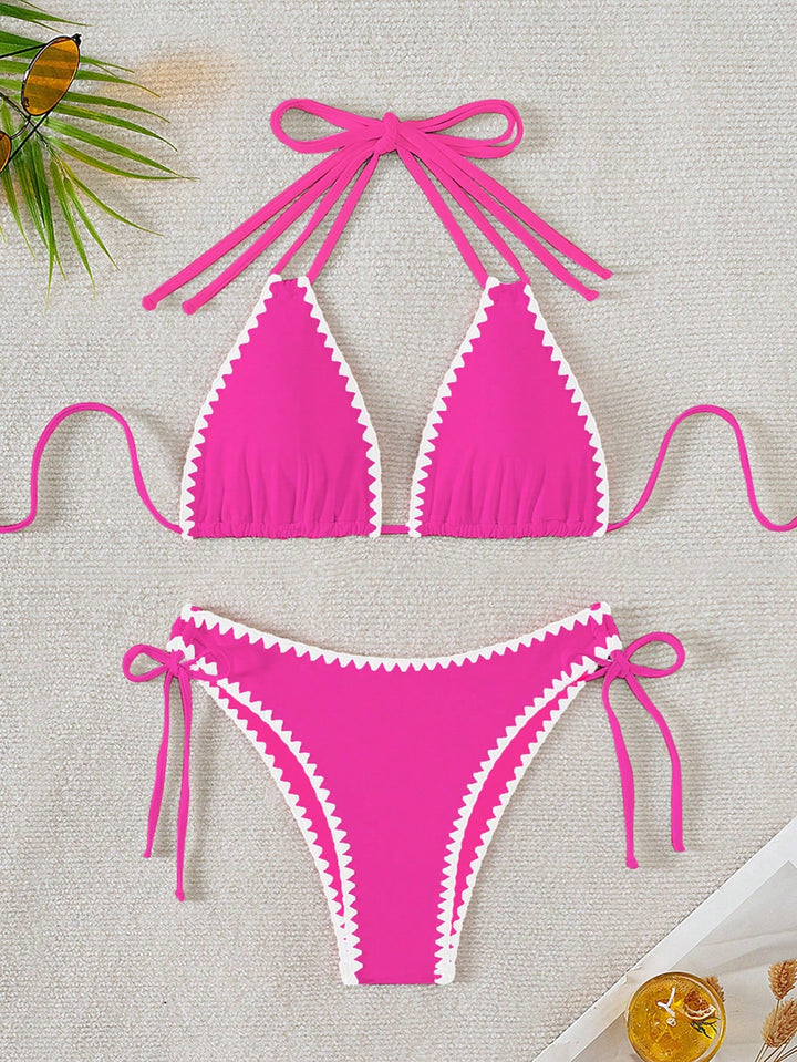Damen Triangel-Bikini mit verspielten Kontrastnähten Drune