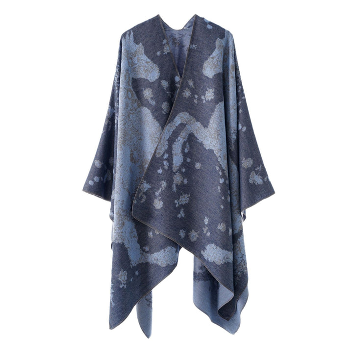 Damen Oversize-Wickelponcho im Kimono-Fall mit feinem Jacquardgewebe Drune
