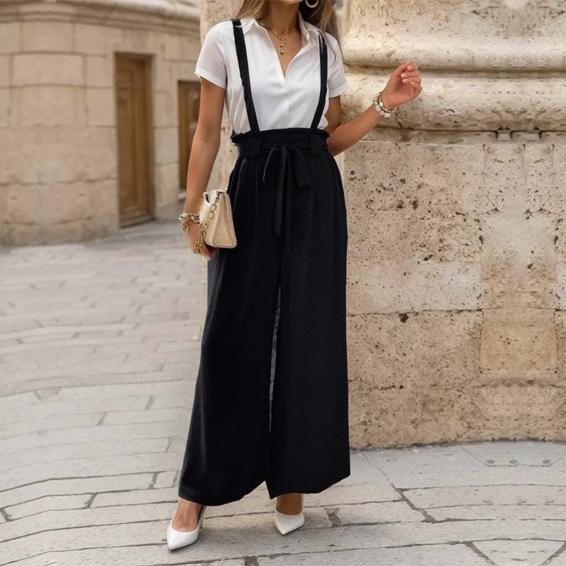 Damen stylischer Jumpsuit mit verstellbaren Trägern und elegantem Taillenband Drune