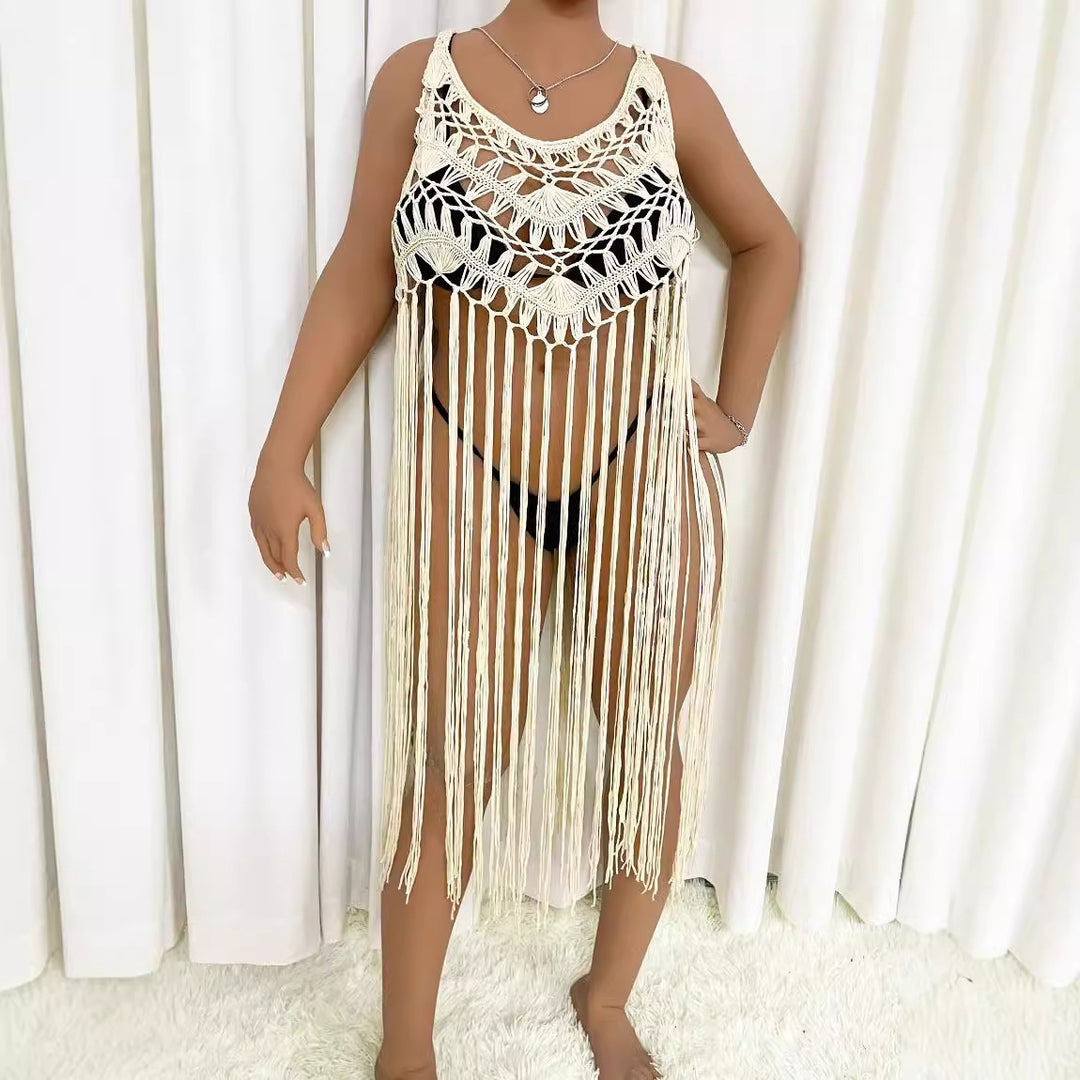 Damen Strandponcho mit Fransen Drune