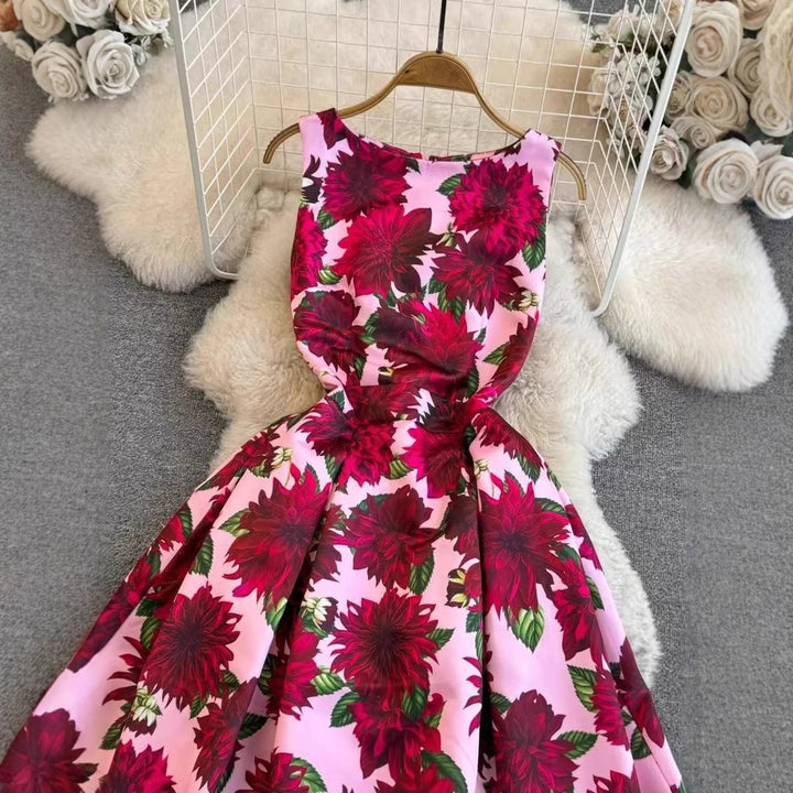 Damen Festliches Maxikleid mit elegantem floralem Muster und Taillengürtel Drune