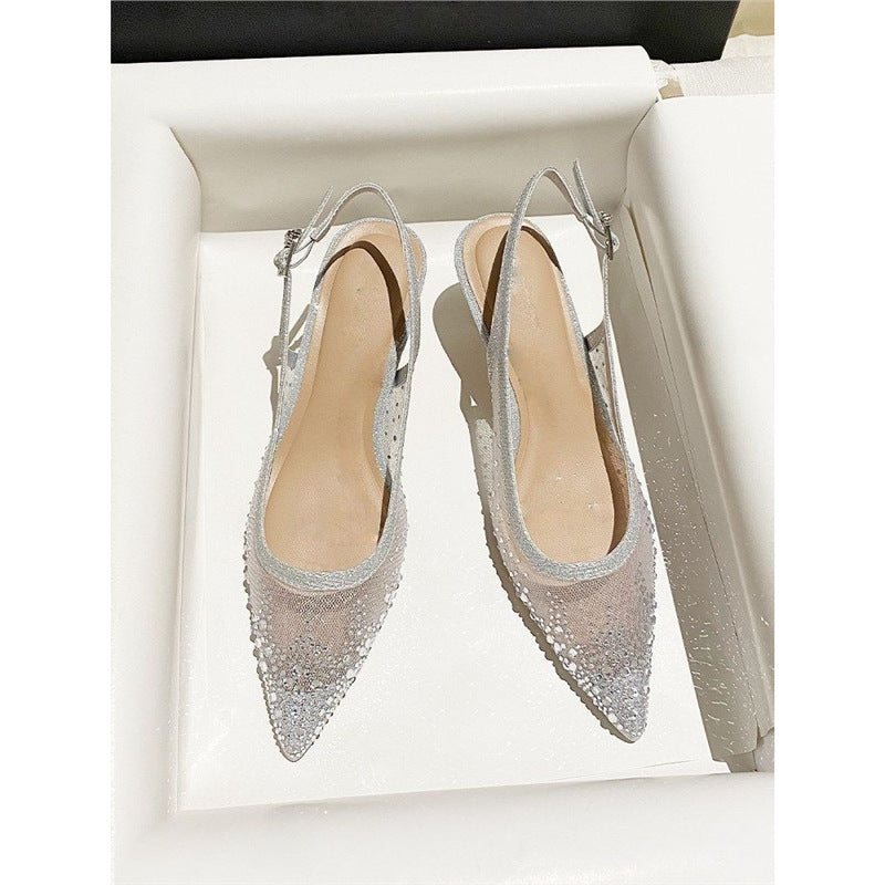 Damen elegante Slingback-Pumps mit funkelndem Netzdesign Drune