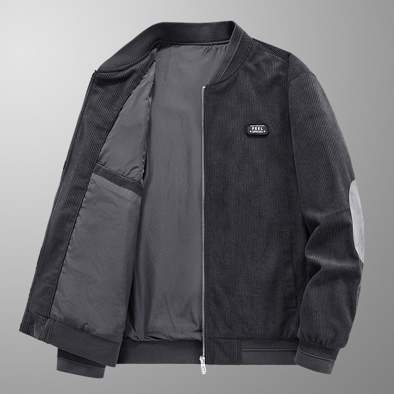 Herren Cord-Blouson im Bomberstil mit Ellbogenpatches und verdeckter Innentasche Drune