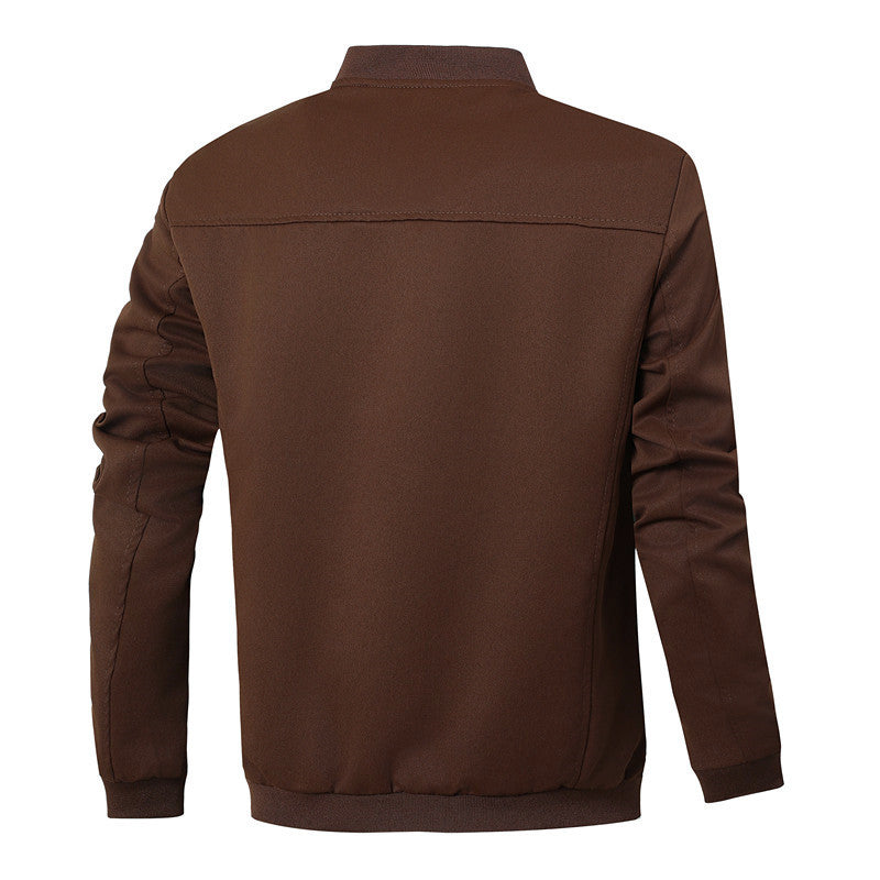 Herren sportlich-elegante Collegejacke mit Druckknopfleiste und kontrastierenden Einsätzen Drune