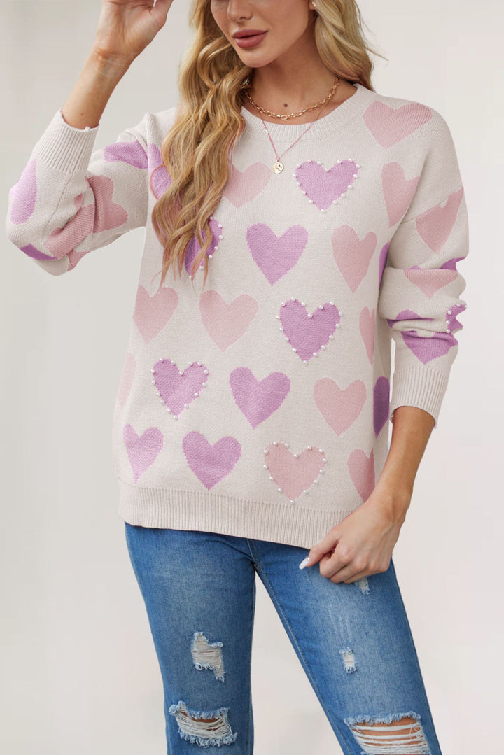 Damen Strickpullover mit Herzmuster Drune