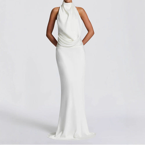 Damen Elegantes Hochzeitskleid mit schimmerndem Taillenband Drune