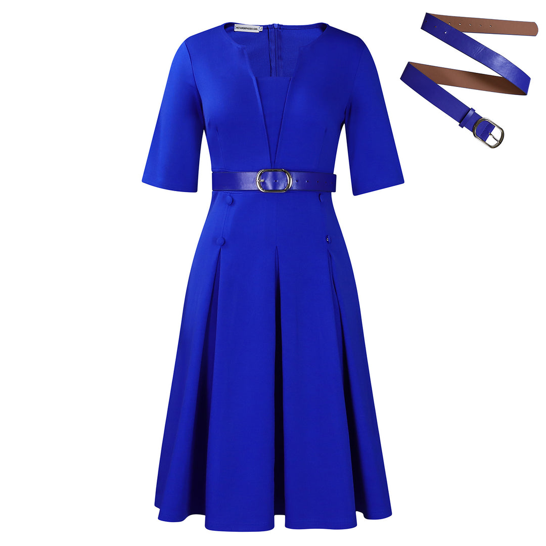Damen Kleid mit elegantem schwingenden Rock und tailliertem Oberteil Drune
