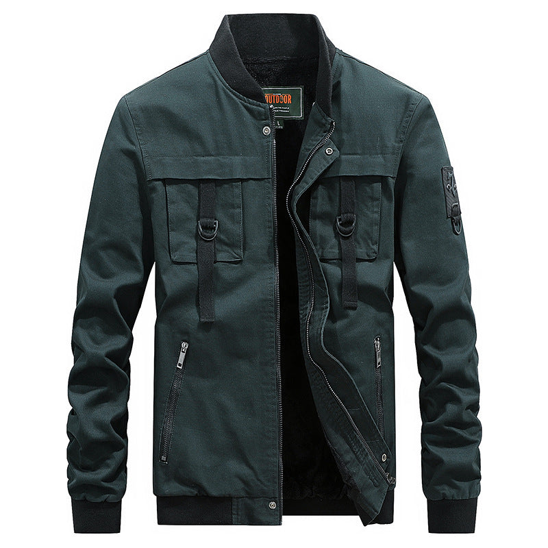 Herren Utility-Fieldjacke mit Stehkragen, D-Ring-Details und Reißverschlusstaschen Drune