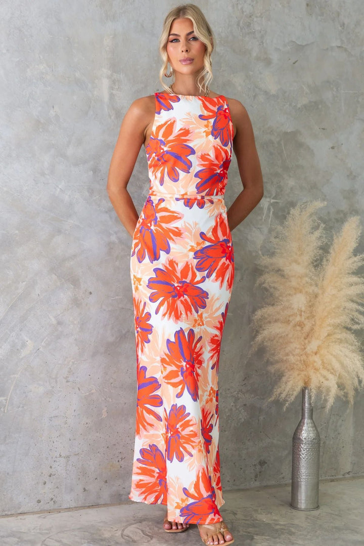 Damen Maxikleid mit modernem floralem Design und elegantem Schnitt Drune