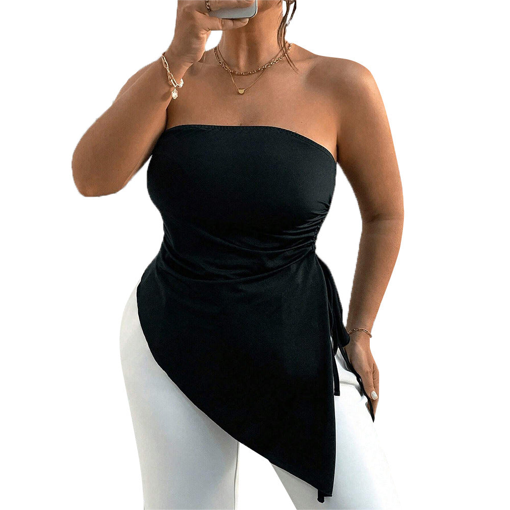 Damen asymmetrisches Bustieroberteil mit elegantem Wickeldesign Drune