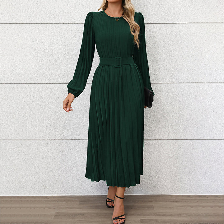 Damen Elegantes Plissee-Midikleid Drune