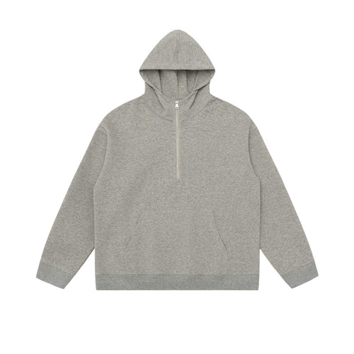 Unisex Kapuzen-Halbzip-Sweatshirt im Oversize-Fit mit Kängurutasche Drune