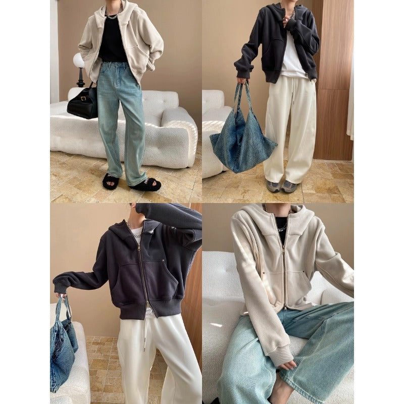 Damen lässige Kapuzenjacke mit weichem Fleece-Futter und praktischen Taschen Drune