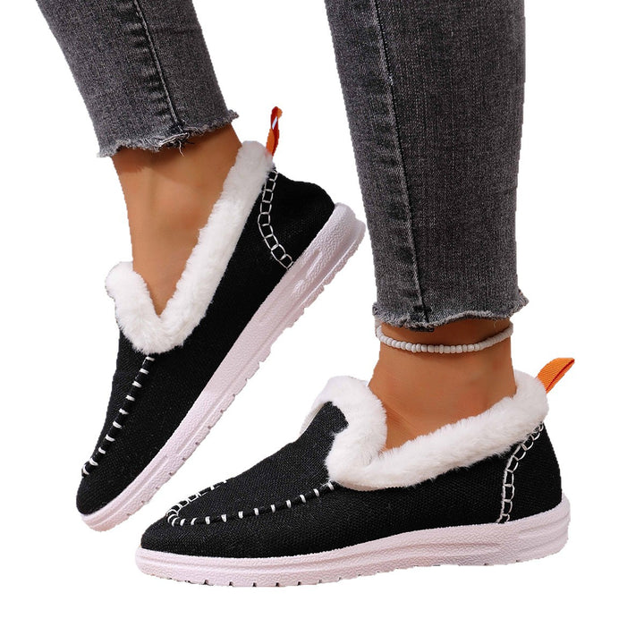 Damen Bequeme Fleece-Hausschuhe mit rutschfester Sohle Drune