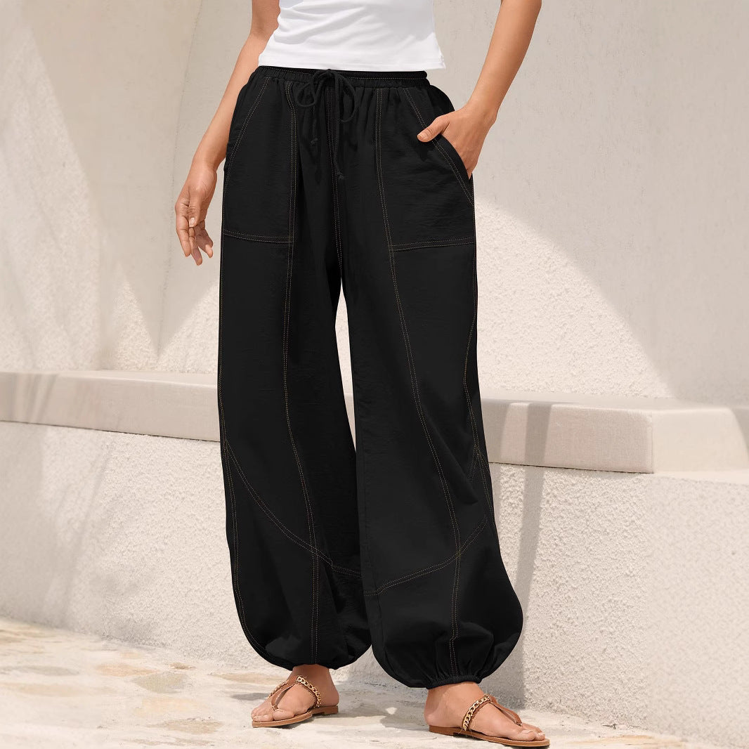 Damen Lässige Weitbein-Hose mit praktischen Taschen Drune
