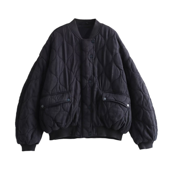 Damen 80+ gesteppte Oversize‑Blousonjacke mit Rundkragen und Druckknopf Drune