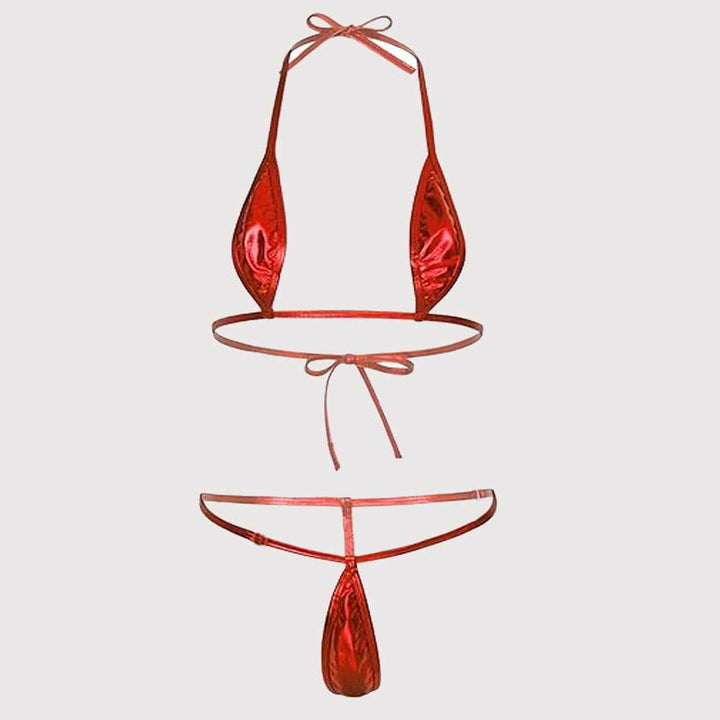 Damen Bikini-Set mit glänzendem Design und verstellbaren Trägern Drune
