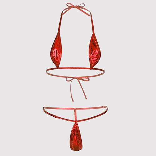 Damen Bikini-Set mit glänzendem Design und verstellbaren Trägern Drune