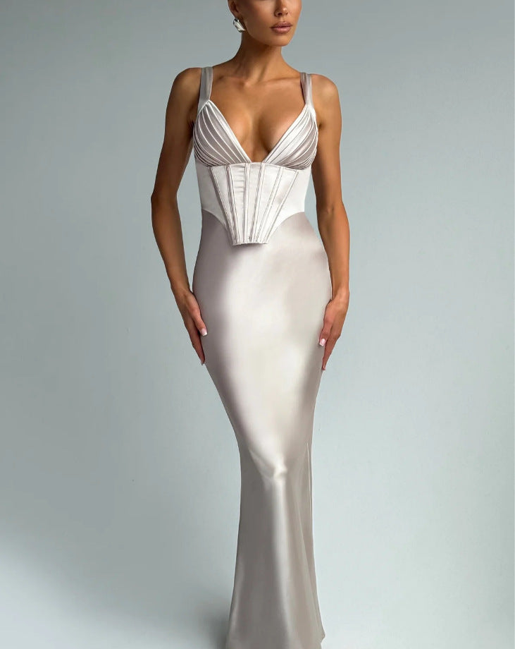 Damen Abendkleid mit Korsett-Oberteil und schimmerendem Finish Drune