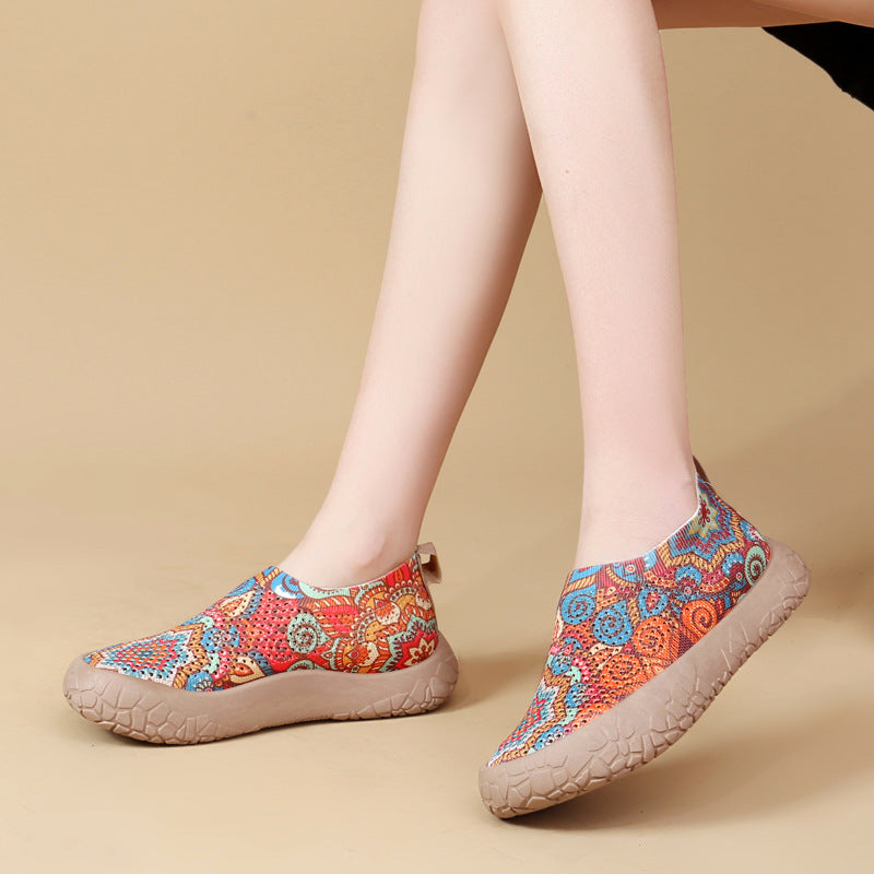 Damen Slip-On Freizeit-Schuhe mit Blumenmuster und rutschfester Sohle Drune