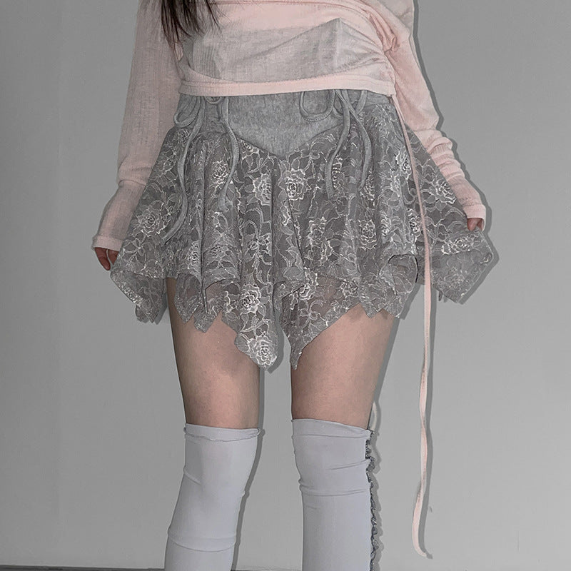 Damen Spitzenrock mit anpassbarem Bund Drune