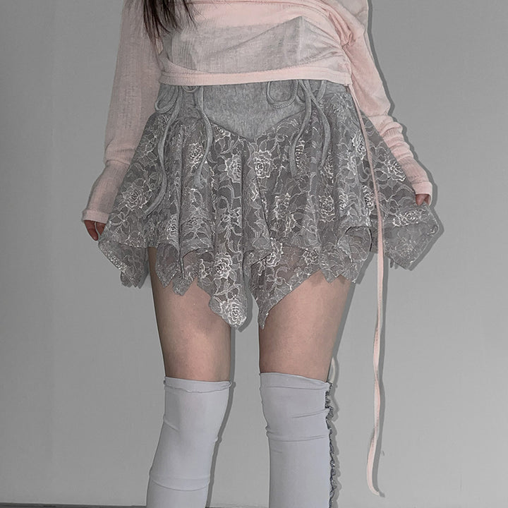 Damen Spitzenrock mit anpassbarem Bund Drune