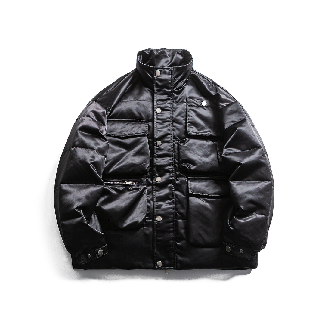 Herren Boxy Isolationsjacke im Fieldstil mit Cargo-Taschen und hohem Stehkragen Drune