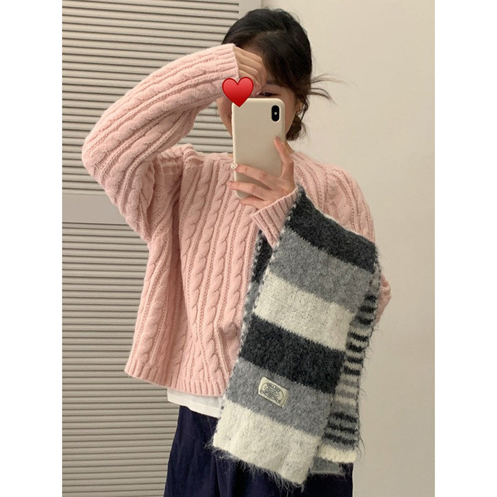 Damen Grobstrickpullover mit modernen Wendepunkten und lässigem Schnitt Drune