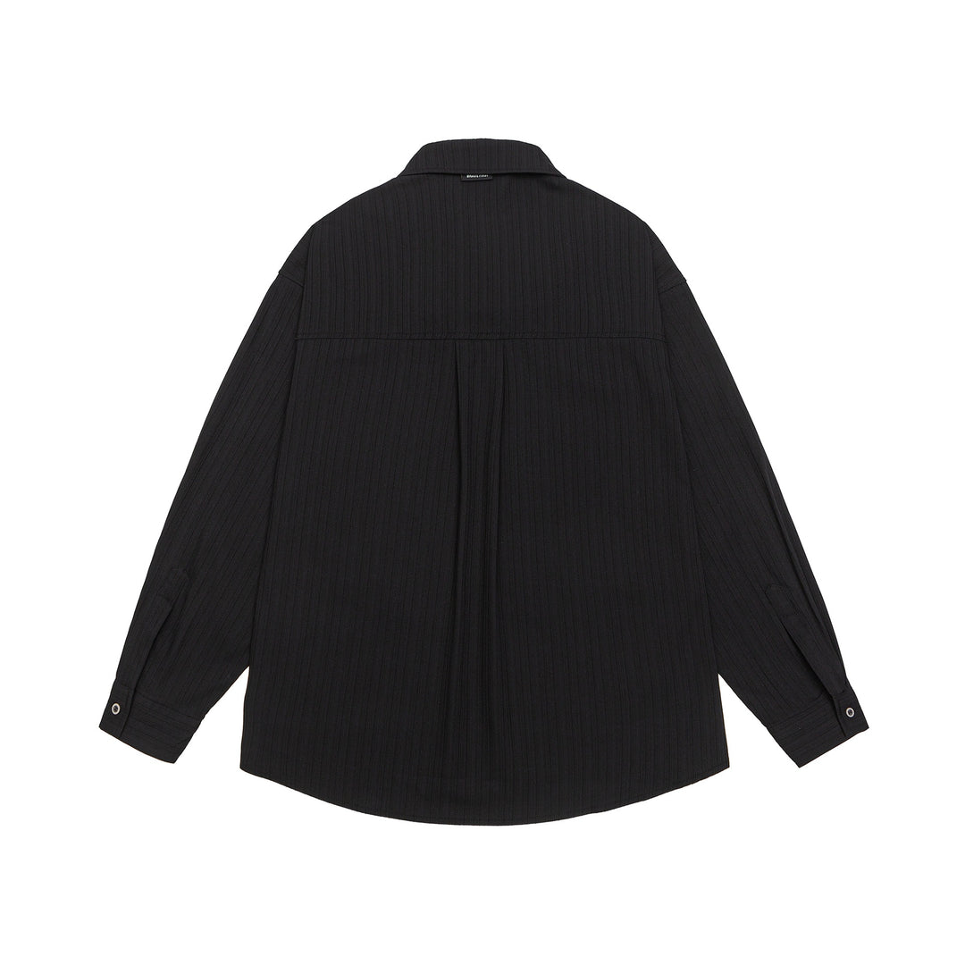 Unisex Oversize-Hemd mit feiner Rippenstruktur, Brusttasche und Kentkragen Drune