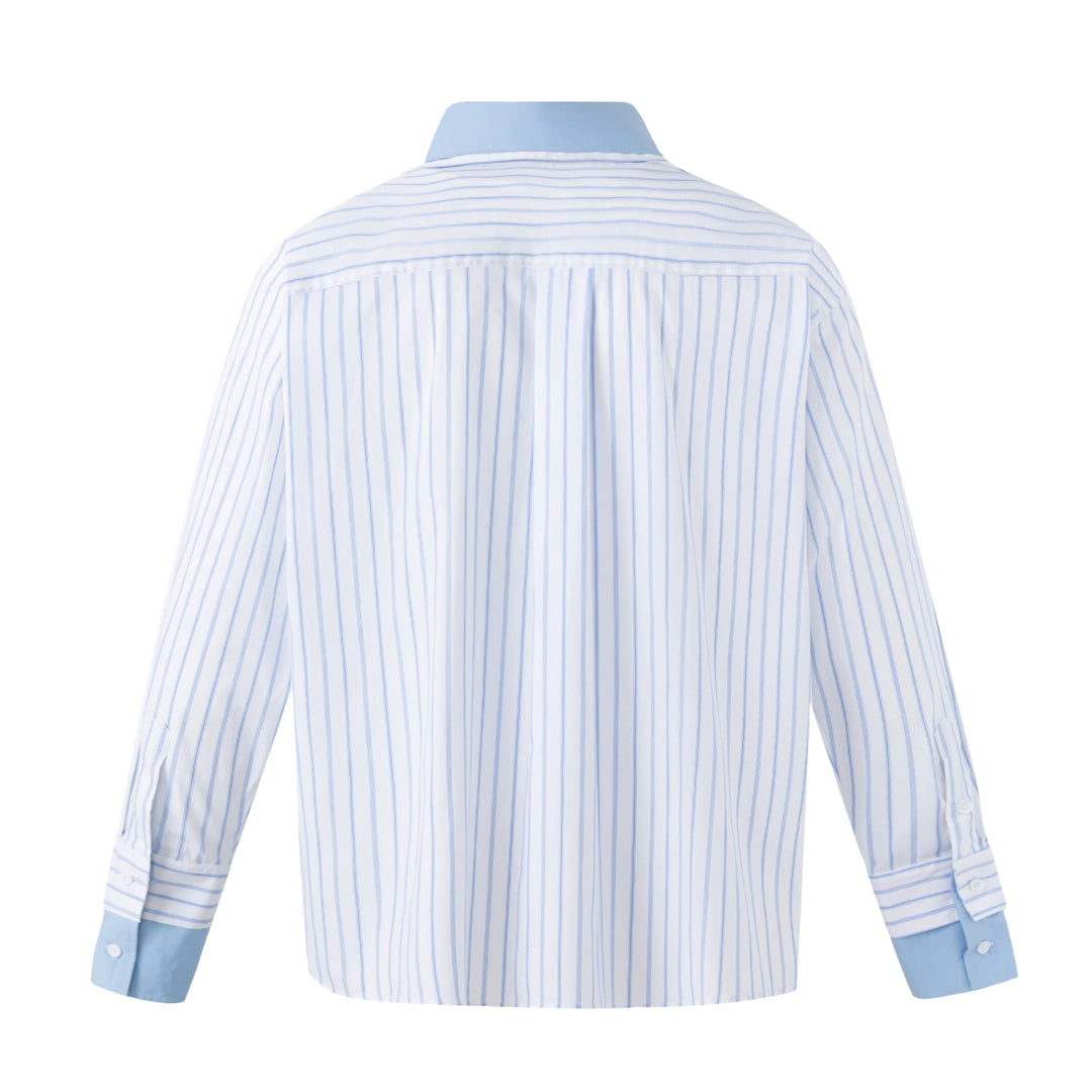 Damen Gestreiftes Oversize-Hemd mit kontrastreichem Kentkragen Drune