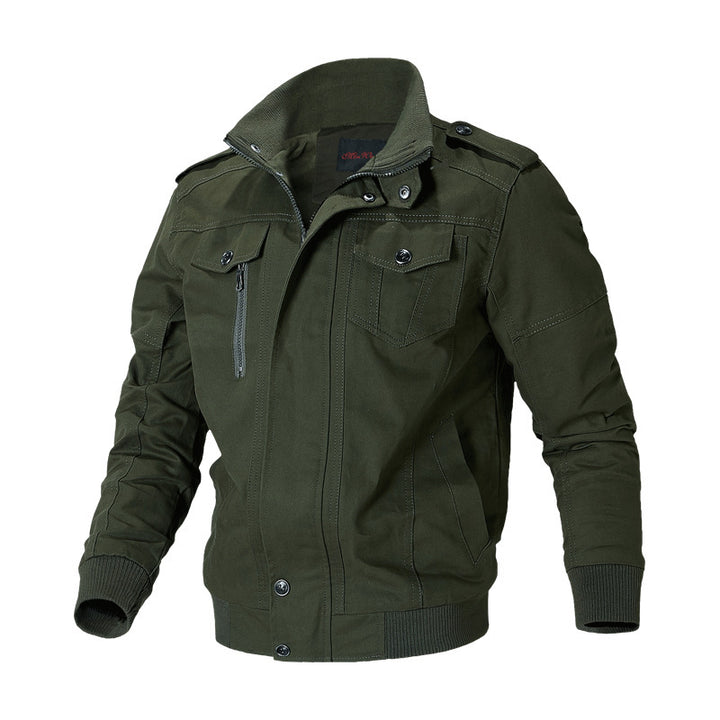 Herren nan robuste Canvas-Bomberjacke im Field-Stil mit Epauletten, verdeckter Druckknopfleiste und funktionalen Taschen Drune